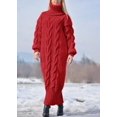 thumbnail image 1 of Robe Maxi Tricotée d'Hiver pour Femmes à Manches Longues et Col Montant, 1 of 2