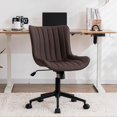 thumbnail image 4 of Home Office Desk Chair with Comfy Back Ergonomic Modern Faux Leather Swivel Rolling Task Computer Chair with Wheels Armless Adjustable Vanity Chair for Study Sewing Drafting, 4 of 5