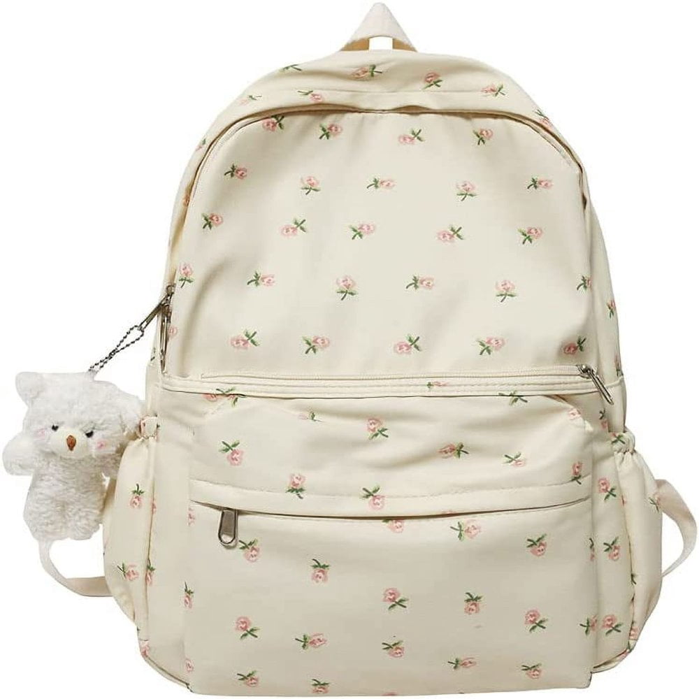 FNNMNNR Cute Kawaii Backpack Floral Backpack for School Coquette Aesthetic Backpack Rucksack for Women Girls Back to School Supplies Coquette School Bag