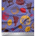 thumbnail image 1 of Soimoi Poly Georgette Fabric Mushroom,Grapes & Fresh Fabric Prints by Yard 52 Inch Wide, 1 of 3
