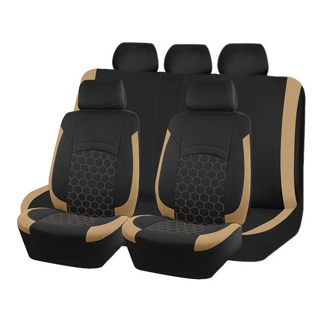Estbridge Universal Fit Car Seat Covers Set - 9pcs Airbag Compatible All-Season Polyester Covers with Sponge Filling Machine Washable - For Men & Women - Suitable for All Vehicles - Pe