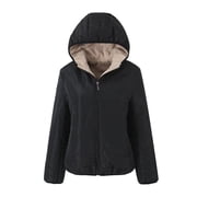 EGNMCR Womens Long Puffer Coat, Long Sleeve Padded Winter Down Coats, Hooded Parka Jacket Women's Slim Versatile Hooded Plush Warm Lamb Fleece Coat Cotton Coat Women Coat