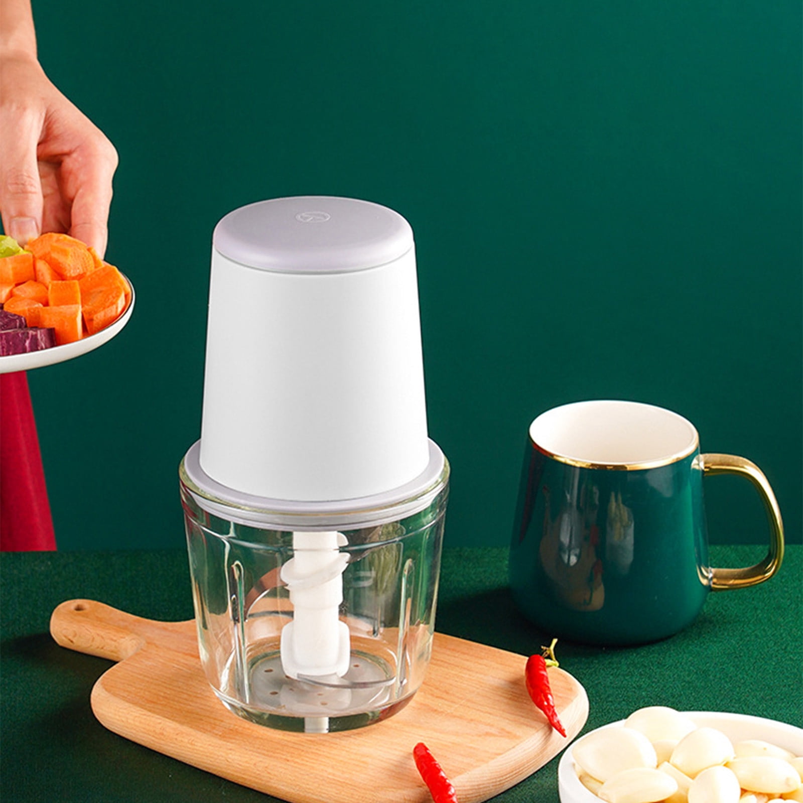 SuoKom Foodstuffs Processor Set with Stirrer and Separator, Electric Garlic Chopper, Shredder Foodstuffs Processor Suitable for Chopper/Grinder/Garlic Chopper