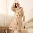 thumbnail image 4 of Teissuly Peignoirs pour Femmes Mode Allongée Garde au Chaud Col Châle Même Style Pyjama à Capuche Manches Longues Robe de Nuit Unie, 4 of 7