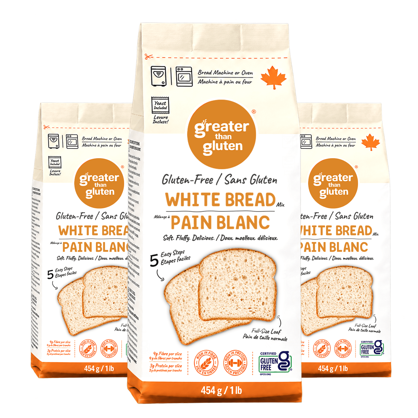 Greater Than Gluten, Gluten-Free White Bread Mix, 3 Pack (1.36 kg)