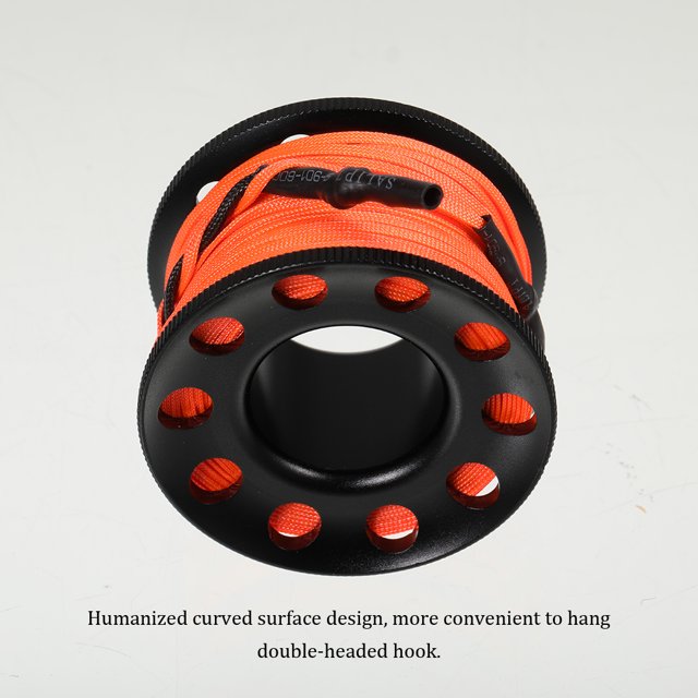 mmirethe Dive Reel Professional Safety High Density Rope Lightweight Tech Spool with Snap Hook Swimming Accessories Equipment Black