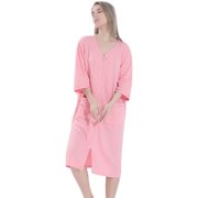 MesaSe Women‘s Zipper Robes 3/4 Sleeve Zip Front Robe Knee Length Lightweight Housecoats with Pockets
