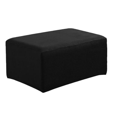 veasfak Small Ottoman Pouf Cover Stretch Fabric Footstool Sofa Seat Slipcover Black