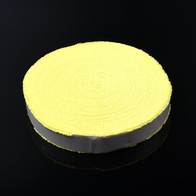 10M Extended Super Fiber Anti-Odor Large Roll Sweatband: High-Absorption Towel Grip Tape for Badminton, Table Tennis & Fishing Rackets - Yellow Large Disc Design for Secure, Comfortable Equipment Wrap