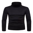 thumbnail image 2 of Chandail à Col Roulé pour Homme, Décontracté, Basique, Coupe Ajustée, Léger, Manches Longues, T-Shirt, Gris Foncé, TTG, 2 of 5