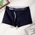 thumbnail image 1 of Boxers, ManUnderwear Men Middle Waist Solid Color Letters Split Comfortable Breathable Boxers Underwear, 1 of 7