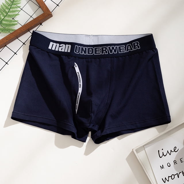 Boxers, ManUnderwear Men Middle Waist Solid Color Letters Split Comfortable Breathable Boxers Underwear