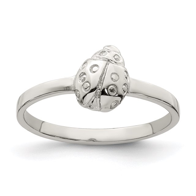 925 Sterling Silver Rhodium-plated Child's Polished Ladybug Ring
