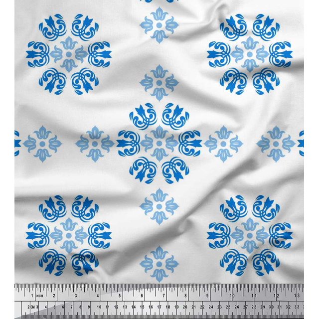 Soimoi Velvet Fabric Damask Decorative Decor Fabric Printed Yard 58 Inch Wide
