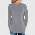 thumbnail image 4 of Timegard Womens Tops Long Sleeve Notched V-Neck Button Comfy Tee Fall Casual Loose Shirts Tops Blouse, 4 of 4