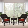 thumbnail image 2 of Jeco 3 Piece Wicker Conversation Set in Espresso with Red Cushions, 2 of 10