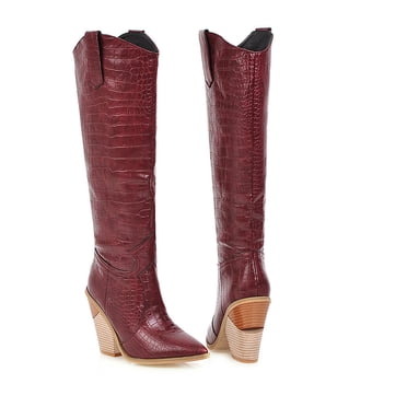 Dvkptbk Women's Cowgirl Boots for Women Knee High Cowboy Boots Fashion Pull on Tall Western Boot - Summer