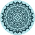 thumbnail image 1 of Ahgly Company Tapis Rond Lavable en Machine Intérieur Transitionnel Bleu Électrique, 3 Pieds Rond, 1 of 7