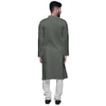 thumbnail image 3 of Atasi Cotton Slub Mens Kurta Solid Button Down Long Sleeve Indian Partywear, 3 of 5