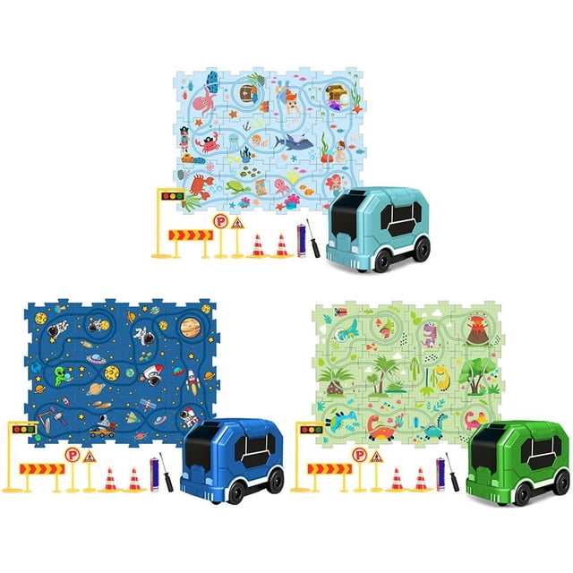 Children Educational Puzzle Track Car Play Set DIY car puzzle rail L0 F4W0