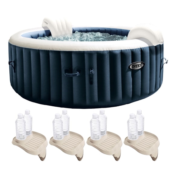 INTEX PureSpa Plus Spa Gonflable Portable et Plateau à Collations Amovible (Lot de 4)