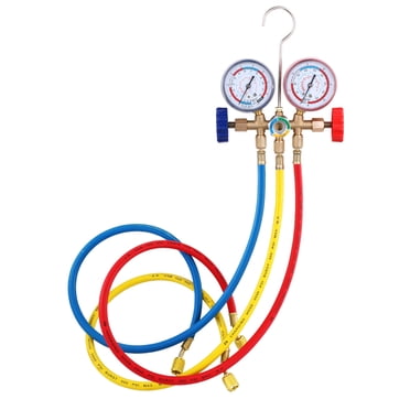 Amdohai Refrigerant Manifold Gauge Set Air Conditioning Tools with Hose and Hook for R12 R22 R404A R134A