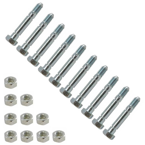 MYG Set of 10 Shear Pins & Nuts for Ariens: 510015, 51001500. Snapper 1-3865, 709155