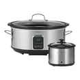 thumbnail image 1 of Kenmore 7-Qt Programmable Slow Cooker with Dipper (6.6L), Black & Silver, Easy to Use for Family Meals, 1 of 7