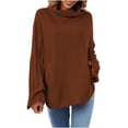 thumbnail image 1 of TIMIFIS Turtleneck Sweater Women Oversized Sweaters Fall Long Sleeve Spilt Hem Tunic Pullover Sweater Knit Tops Ribbed Knit Pullover Sweater Jumper Tops OuterwearFall/Winter, 1 of 5