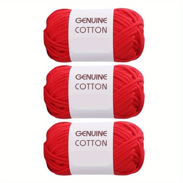 Unbranded Fil Mélangé Coton-Nylon Couleur Unie, 3 Écheveaux