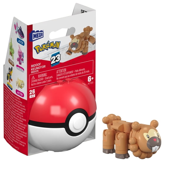 MEGA Pokémon Bidoof Building Toy Kit, Poseable Action Figure with Poké Ball (26 Pieces) for Kids