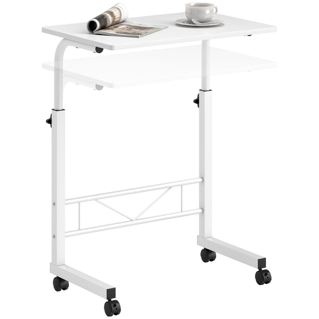 HOMCOM Mobile Standing Desk with Adjustable Height, Stand Up Desk, White