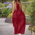 thumbnail image 4 of Wlynlyn Plus Size Jumpsuits for Women Sleeveless Rompers V Neck Baggy Wide Leg Trousers Overalls Size XL, 4 of 7