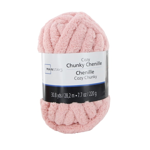 MAINSTAYS Cozy Chunky Chenille, 28.2 m (30.8 yds), 220 g (7.7 oz), 100% Polyester, Rose