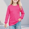 thumbnail image 1 of Cowsor Girl's Crew Neck Solid Color Sweatshirts with No Hood Casual Color Block Long Sleeve Pullover Tops, 1 of 7