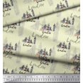 thumbnail image 2 of Soimoi Yellow Modal Satin Fabric London Theme Architectural Decor Fabric Printed Yard 42 Inch Wide, 2 of 3