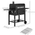 thumbnail image 3 of Outsunny Charcoal Smoker, BBQ with Adjustable Charcoal Height, Black, 3 of 10