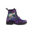 thumbnail image 3 of UKAP Women Leather Boot Floral Short Bootie Lace Up Ankle Boots Work Booties Waterproof Purple Alice 7.5, 3 of 6