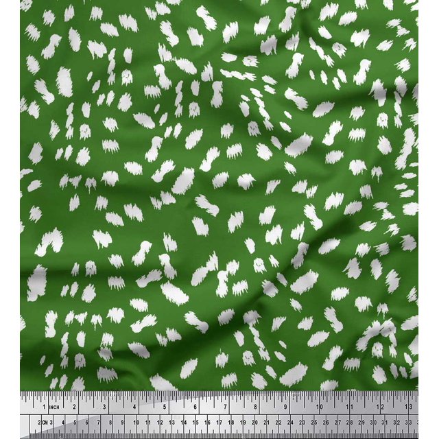 Soimoi Green Moss Georgette Fabric Cow Animal Skin Print Sewing Fabric Yard 44 Inch Wide