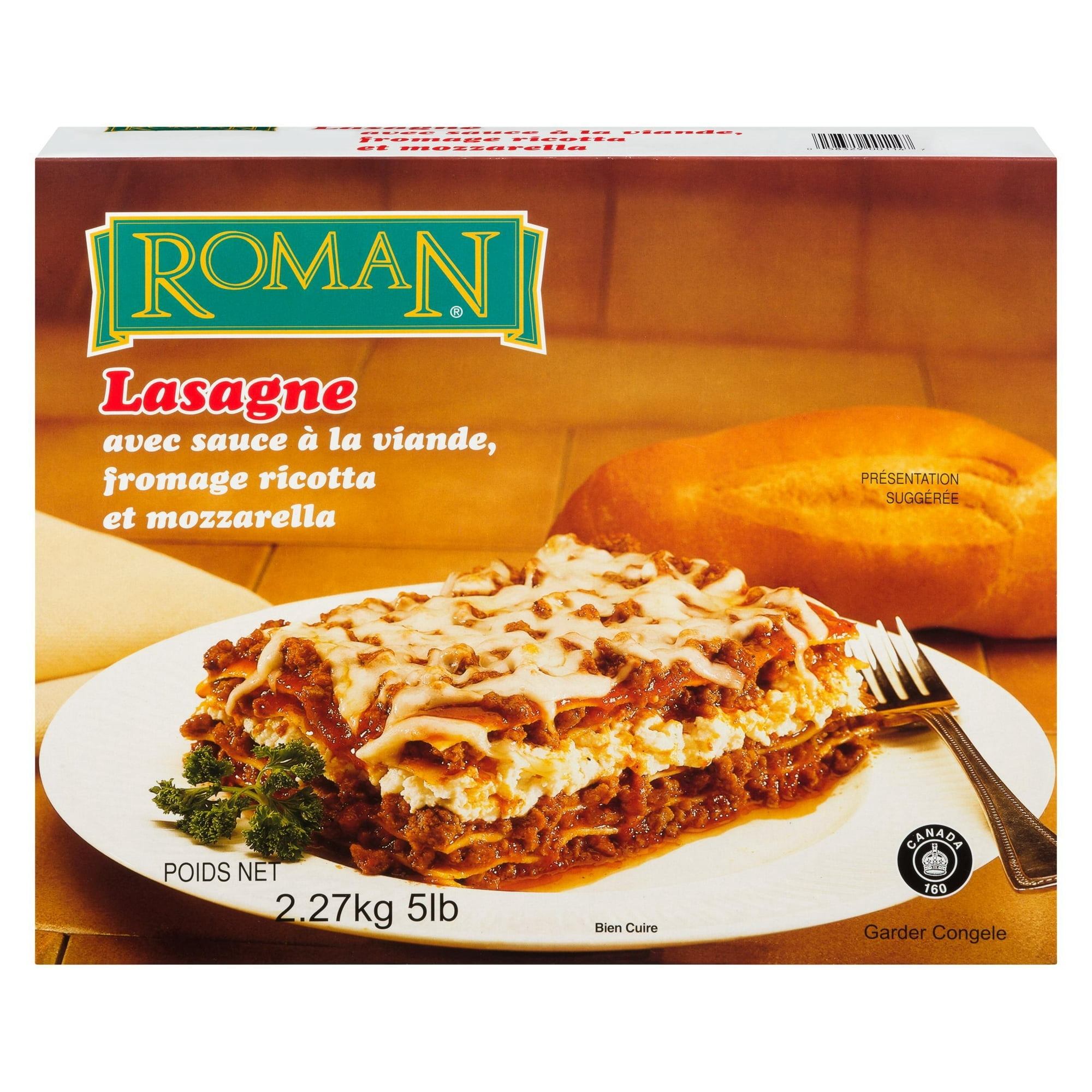 Roman Cheese Lasagne avec Ricotta et Sauce à la Viande 2.27 kg