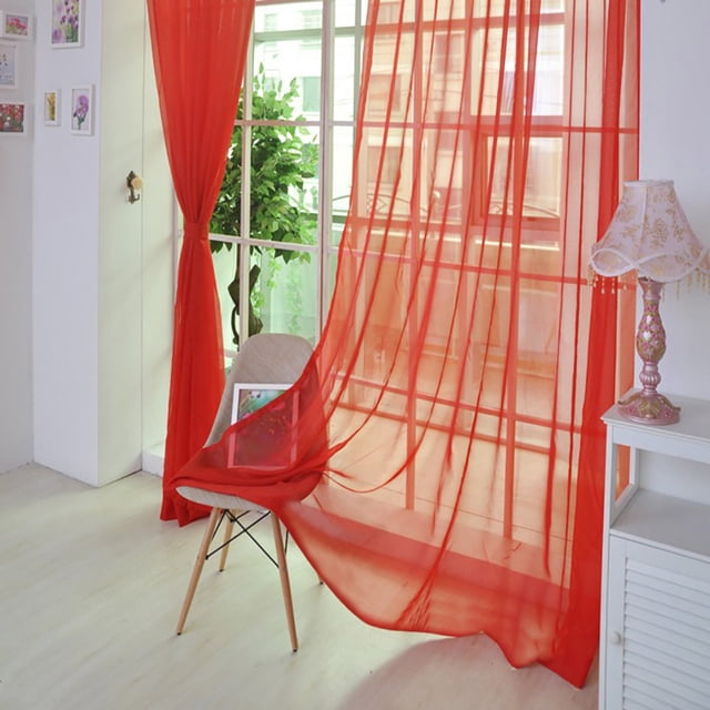 XZNGL 1 PCS Pure Color Tulle Door Window Curtain Drape Panel Sheer Scarf Valances