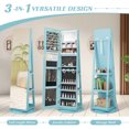 thumbnail image 4 of Gymax 360° Rotating Mirrored Jewelry Cabinet Armoire 3 Color LED Modes Lockable Blue, 4 of 10