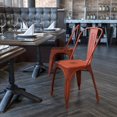 thumbnail image 2 of Bowery Hill Metal Curved Slat Back Dining Side Chair in Distressed Kelly Red, 2 of 7
