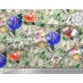 thumbnail image 3 of Soimoi Moss Georgette Tissu Rayure & Orchidée Tissu Imprimé Floral par la Cour 42 Pouces de Large, 3 of 3