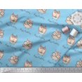 thumbnail image 2 of Soimoi Blue Modal Satin Fabric Owl Bird Print Sewing Fabric Yard 42 Inch Wide, 2 of 3