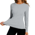 thumbnail image 1 of Ymauqau Hauts d'Entraînement pour Femmes à Manches Longues, Col Ras du Cou, Ourlet Arrondi, T-Shirts de Course Ajustés Athlétiques, Chandails de Randonnée contre le Soleil, 1 of 6
