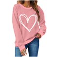 thumbnail image 2 of Chemise de Saint-Valentin pour Femmes 2024 Col Rond Chemises Décontractées Cœur d'Amour Graphiques Tees Manches Longues Amples Pull Tops Mode Vacances T-Shirt, 2 of 4
