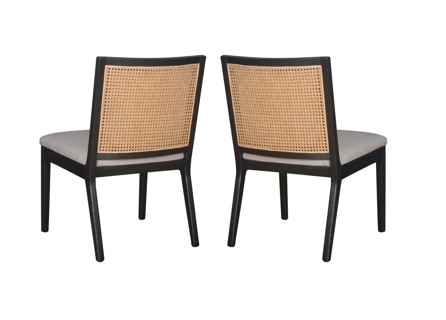 Chaise de salle à manger Charlotta en noir, chaise de salle à manger en bois massif, chaise de salle à manger en rotin, chaise de salle à manger en rotin hexagonal, chaise de salle à manger rembourrée
