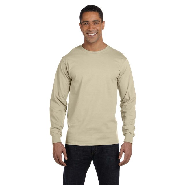 The Hanes 61 oz Manches Longues Beefy-T - Sable - S