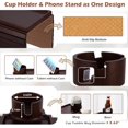 thumbnail image 4 of Couch Cup Holder Tray in Large Couch Arm Table Bamboo Sofa Clip on Tray Table with Ratated Phone Holder for Couch Armrest Tray for Drink Snacks Remote Phone, 4 of 9